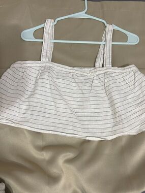 ruby moon White Bandeau Top with Thin Navy Stripes